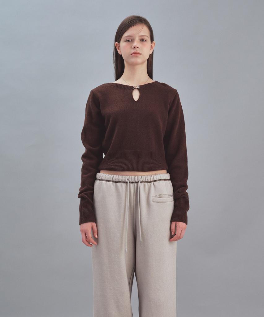 REST&RECREATION Logo Clip Knit Top - Brown