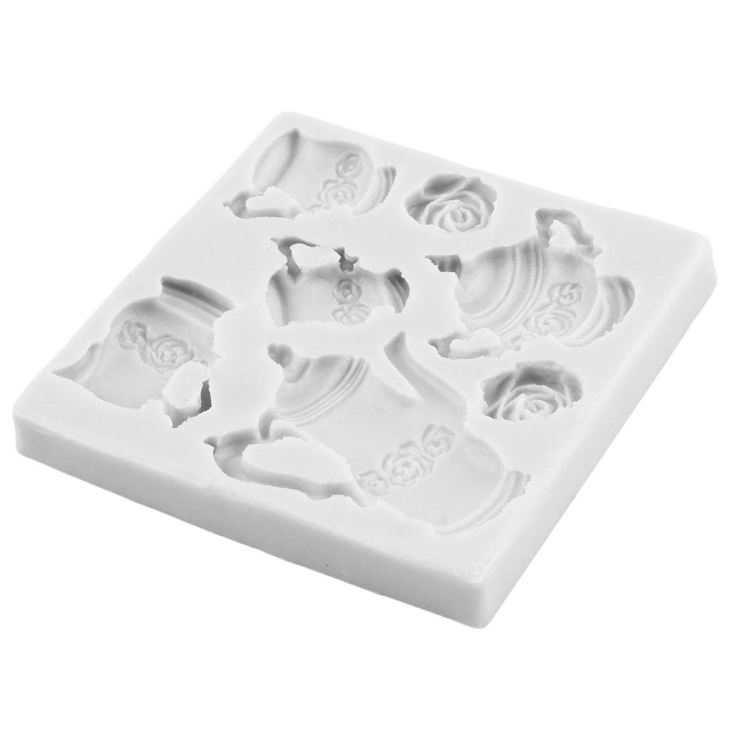 Форма из силикона для чаепития Чайник Чайная чашка Формы для мастики Инструменты для украшения торта Топпер для кекса Конфета Смола Глина Шоколад Форма для гампасты