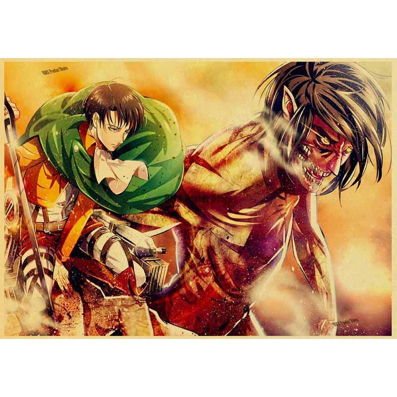 Винтажный классический аниме «Атака Титанов», сезон 4, постер, крафт-бумага, плакаты, настенный художественный декор, домашняя комната, бар, художественная роспись, настенные наклейки