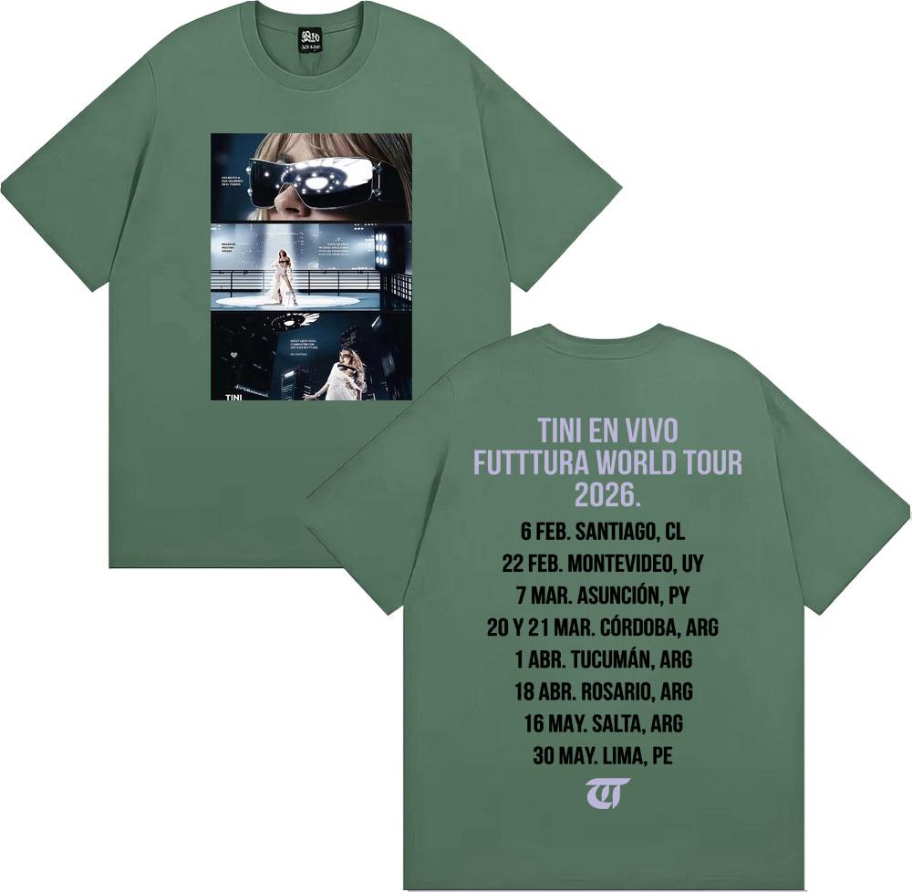 Tini Stoessel Futtura World Tour 2026 Graphic T Shirts Men Women Fashion Hip Hop Aesthetic T-shirts Summer O-Neck Cotton T Shirt