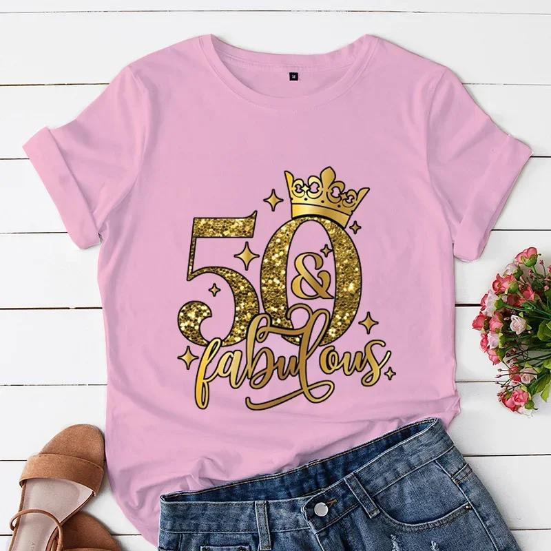 50 и сказочные футболки 50-й день рождения смешные женские футболки хип-хоп винтажные футболки одежда креативные топы женские футболки с коротким рукавом