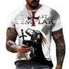 Summer Fashion Templar 3D Printed Men's T-Shirt Street Harajuku Cross For Men Short Sleeve Oversized Tshirt