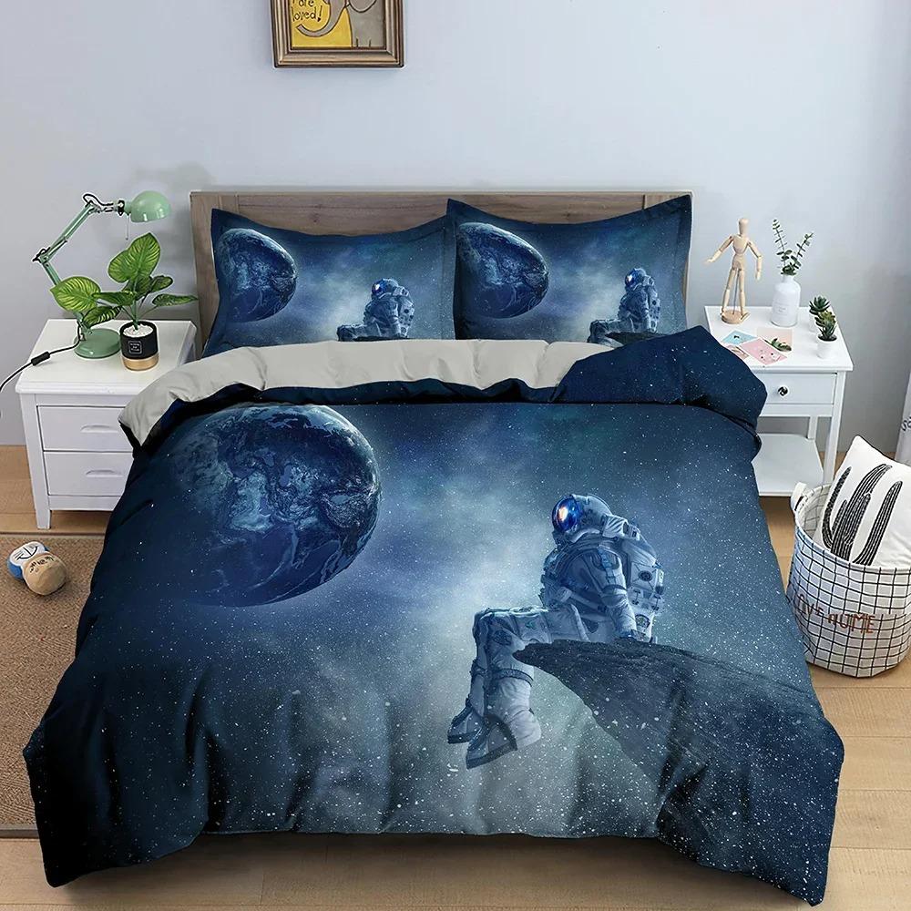 3D Design Duvet Cover Bedding Sets Spaceman Pattern Comforter Cover Pillowcases Double Single King Queen Size Bedclothes