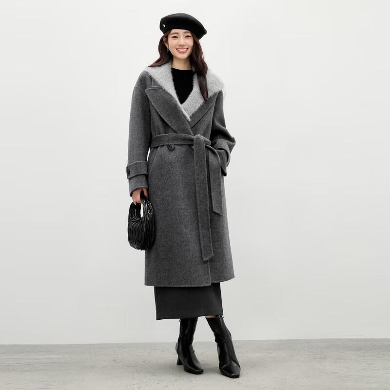 Qiushui Yiren Women's Double-Faced Wool Hooded Commuter Coat