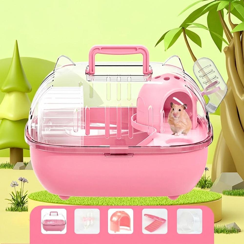 Transparent Cover Hamster Carrier Box Large Space Hamster Habitat Travel Hamster Cage Car Outing