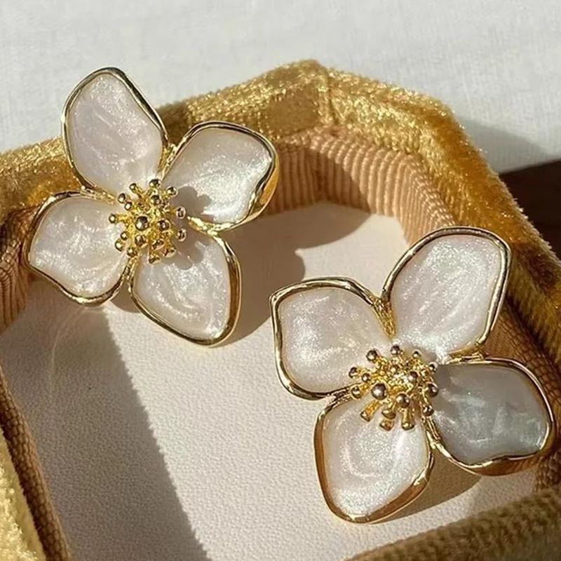 Trendy Personality Flower Stud Earrings For Women Girl French Ins Vintage 2025 Fashion Korean Wedding Romantic Jewelry Gifts