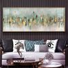 Big Size Abstract Green Gold Foil Canvas Painting Wall Art Oil Painting Printed Luxury Posters for Living Room Decor Cuadros