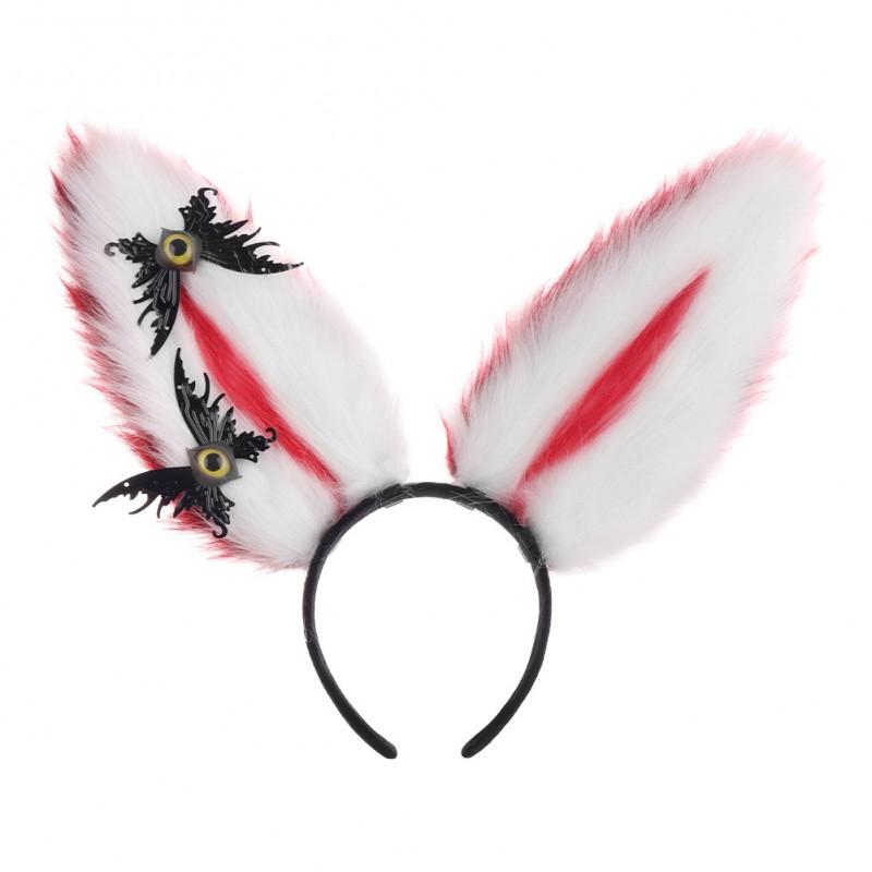 Handmade Easter Bunny Ear Headband Cosplay Plush Animal Hairband Dark Style Party Costume Accessory