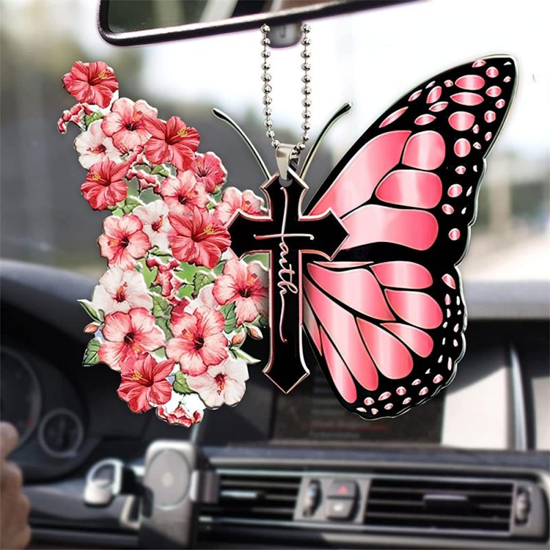 Car Pendant Stylish Personalized Style Car Interior Accessories Butterfly Cross Shape Design Widget Creative Do Not Fade Durable