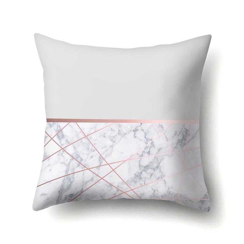 Ins Marble Polyester Pillowcase Car Decoration Home Printed Car Waist Cushion Pillowcase Pillowcase Car Decoration