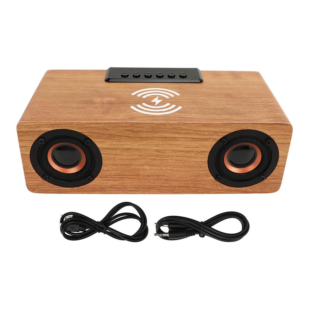 Деревянный Bluetooth-динамик-будильник с FM-радио, беспроводное зарядное устройство для телефона, будильник с Bluetooth