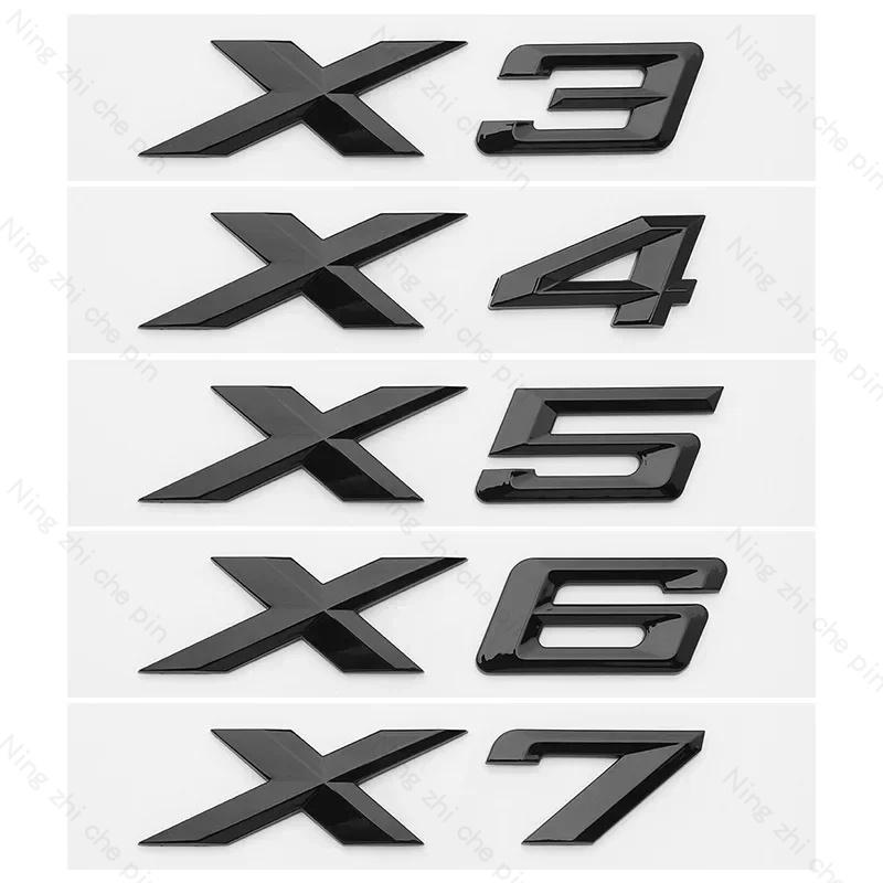 For BMW X1 X2 X3 X4 X5 X6 X7 GT Logo Rear Trunk Emblem Badge 3D ABS Chrome Black Car Sticker Decals Car Styling Accessories xk8
