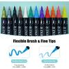 Набор акриловых маркеров с двумя наконечниками 24 цвета с наконечником-кистью и тонким наконечником Акриловые маркеры для росписи камня, дерева, стекла, ткани, холста, бумаги, художественные принадлежности