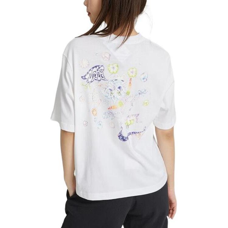 Nike Футболка с абстрактным рисунком от руки, свободная, с круглым вырезом и коротким рукавом, женские топы, белая FD9315-100
