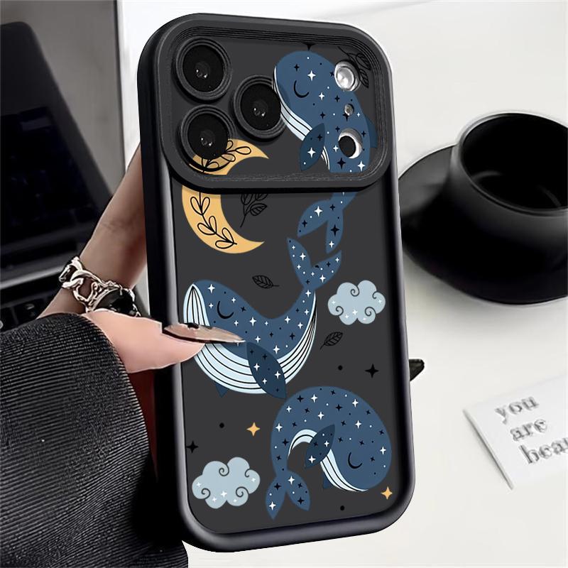 Чехол для телефона с рисунком мультяшного кита для iPhone 17 Pro Max Air 16e 16 15 14 Pro Max 13 12 Pro 16 15 Plus Ударопрочный силиконовый чехол