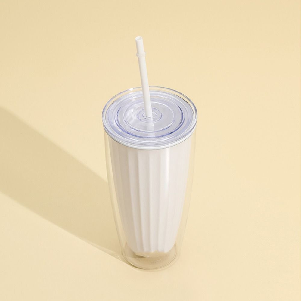 Leakproof Double Layer Straw Cup Large Capacity Drinking Bottle Practical Milk Tea Cup  Summer