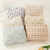 Women Padded Organizer Bag Printed Cotton Quilted Cosmetic Pouch Large Capacity Zipper Closure Female Travel Bag