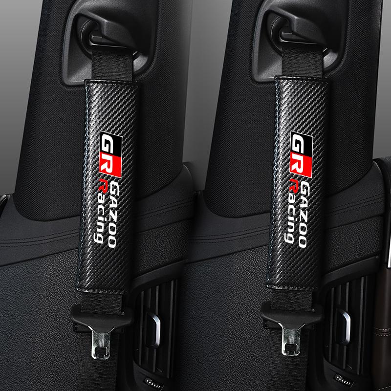 WBE3  Carbon Fiber Car Headrest Seat Belt Shoulder Pad Auto Accessories For Toyota GR Gazoo Racing Supra Corolla Parts Sport 86 Yaris