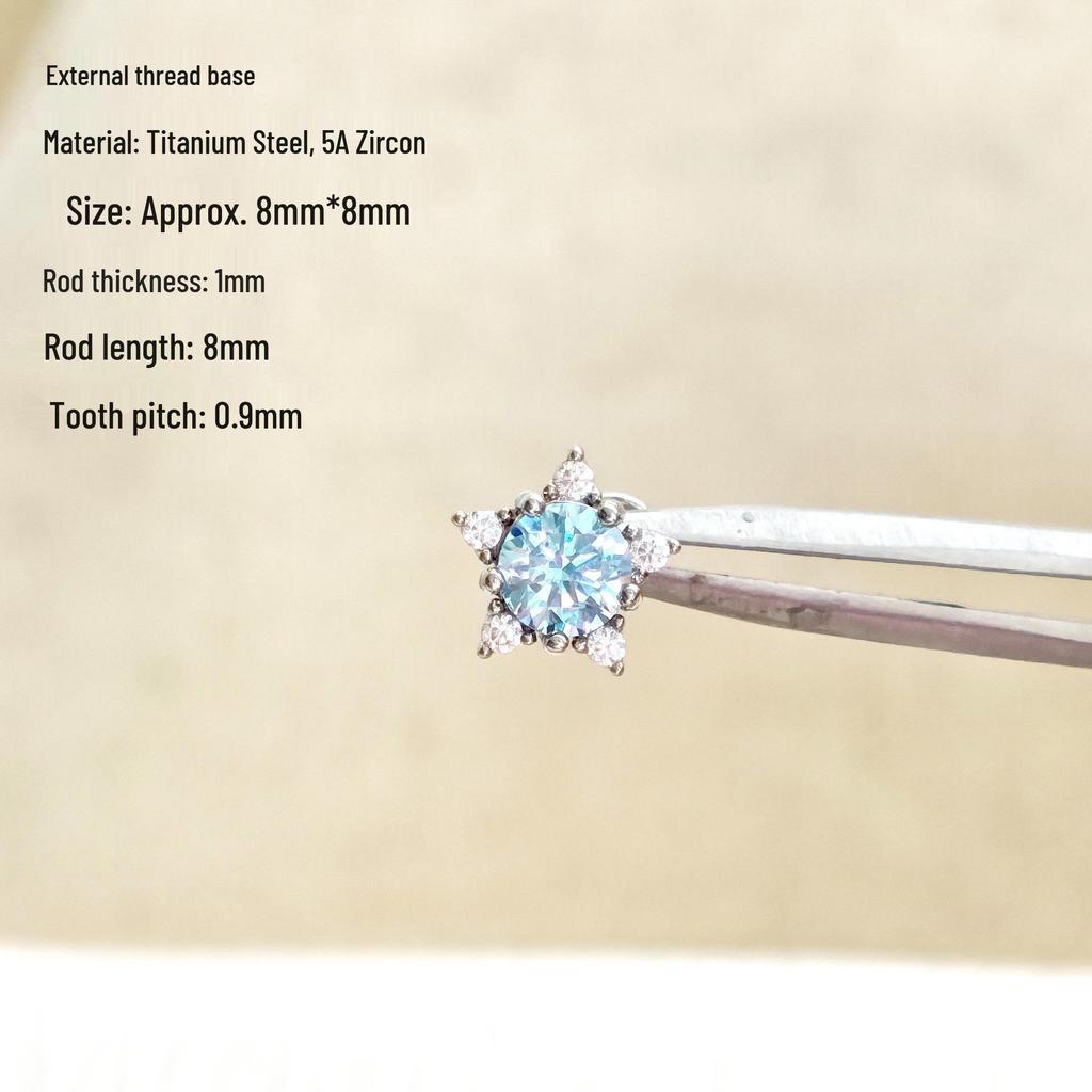 316L Titanium Steel Cartilage Earring with Blue Zircon