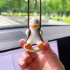Cute Anime Car Interior Decoration Gypsum Swing Duck Auto Rearview Mirror Pendant For Kawai Car Decoration Accessories