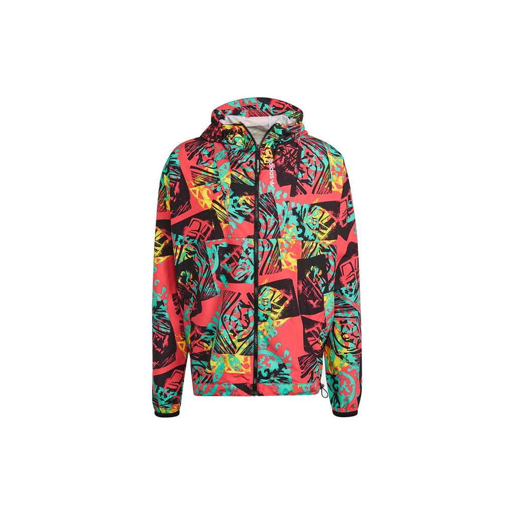 adidas Оригинальная спортивная куртка с капюшоном и сетчатым принтом Clover ADV WB, мужская верхняя одежда, разноцветная GN8855