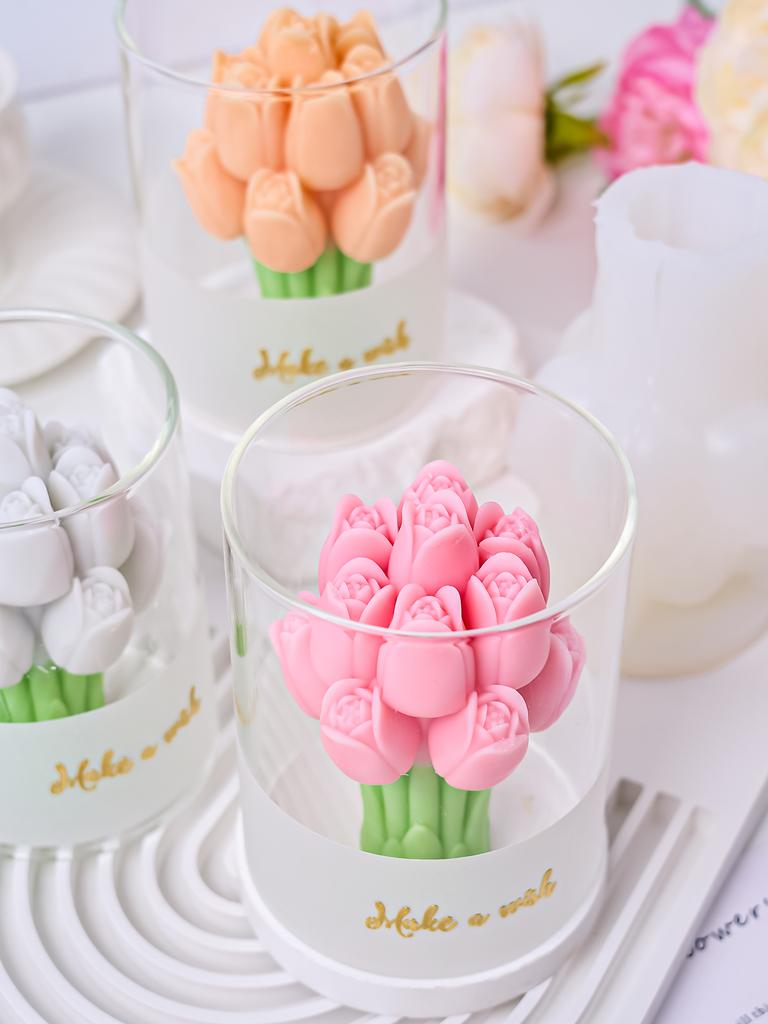 3D Букет Тюльпанов Ароматическая Свеча Силиконовая Форма Сделай Сам Подарок на День Матери Цветочные Украшения Бетонные Формы Форма для Мыла Ручной Работы Домашний Декор