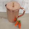 Pure Copper Jug with Lid | Handcrafted Hammered Design | Ayurvedic Water Pitcher for Health Benefits | 1.9 Litre Capacity