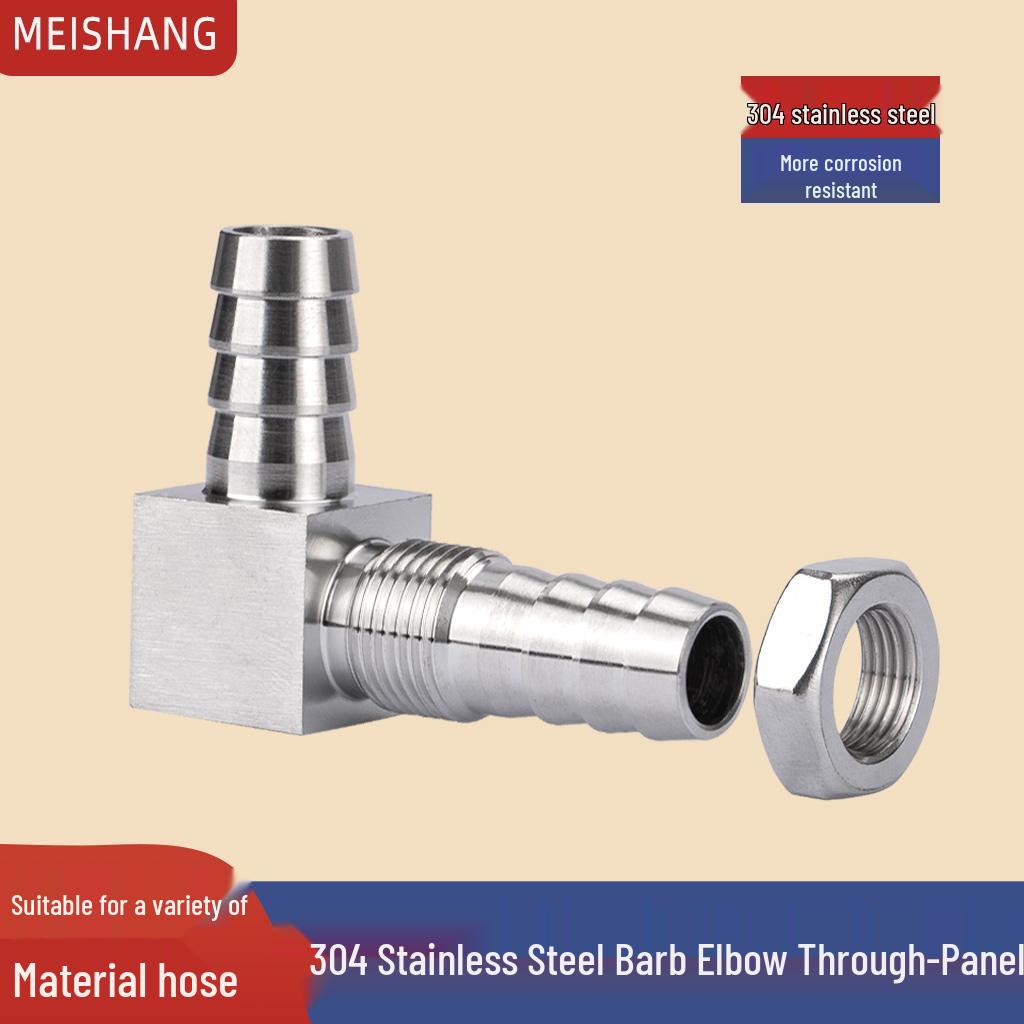 90° Barb Panel Elbow Connector for 304 Stainless Steel Rubber Hose