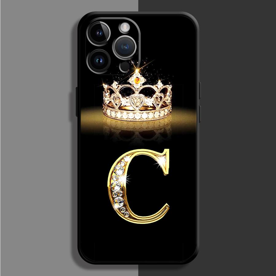 Чехол для телефона Diamond Crown Letter Capa для iPhone 16 15 14 13 12 11 Plus 16 15 14 13 12 11 Pro Max 13 12 Mini XS Max 7 8 16e