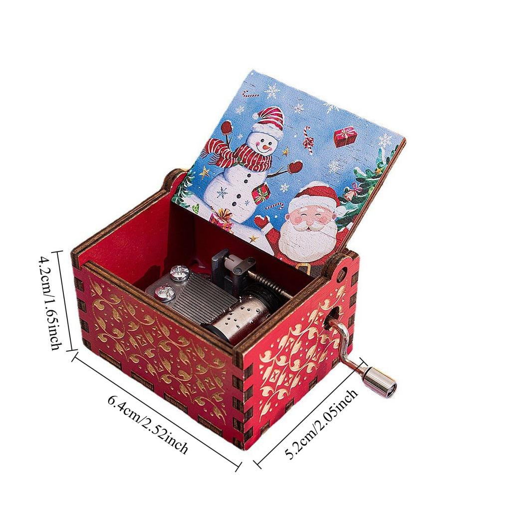 Деревянная музыкальная шкатулка с ручным заводом Музыкальная шкатулка «Веселого Рождества» Рождественские украшения для офиса и дома Подарки Подарок на день рождения