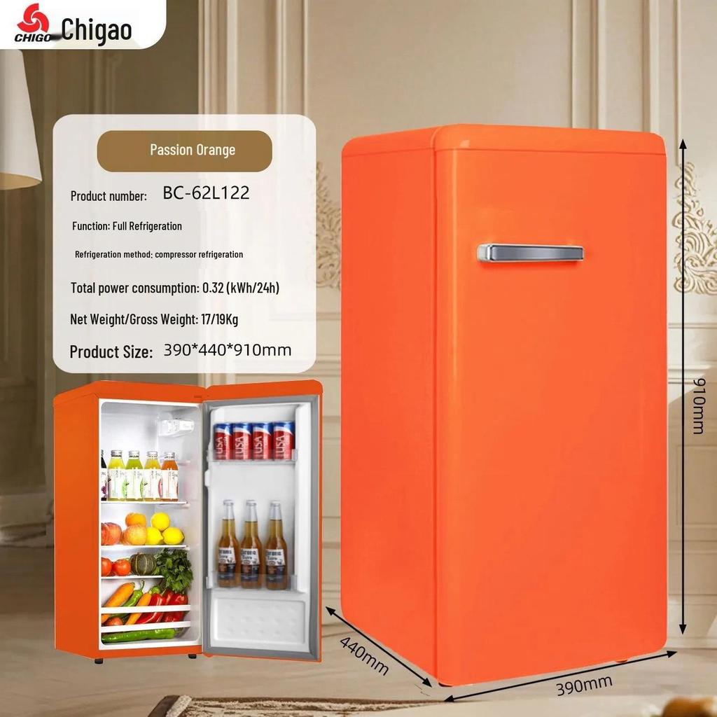 Zhigao Retro Double Door Refrigerator, Large Capacity, Energy Efficient for Home and Dorm Use
