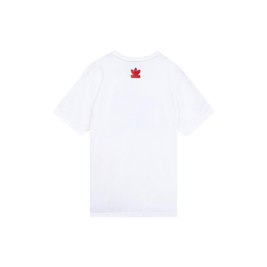 adidas Оригинальная футболка Clover Vday с логотипом Uni, мужские топы с круглым вырезом и короткими рукавами, белые H07084