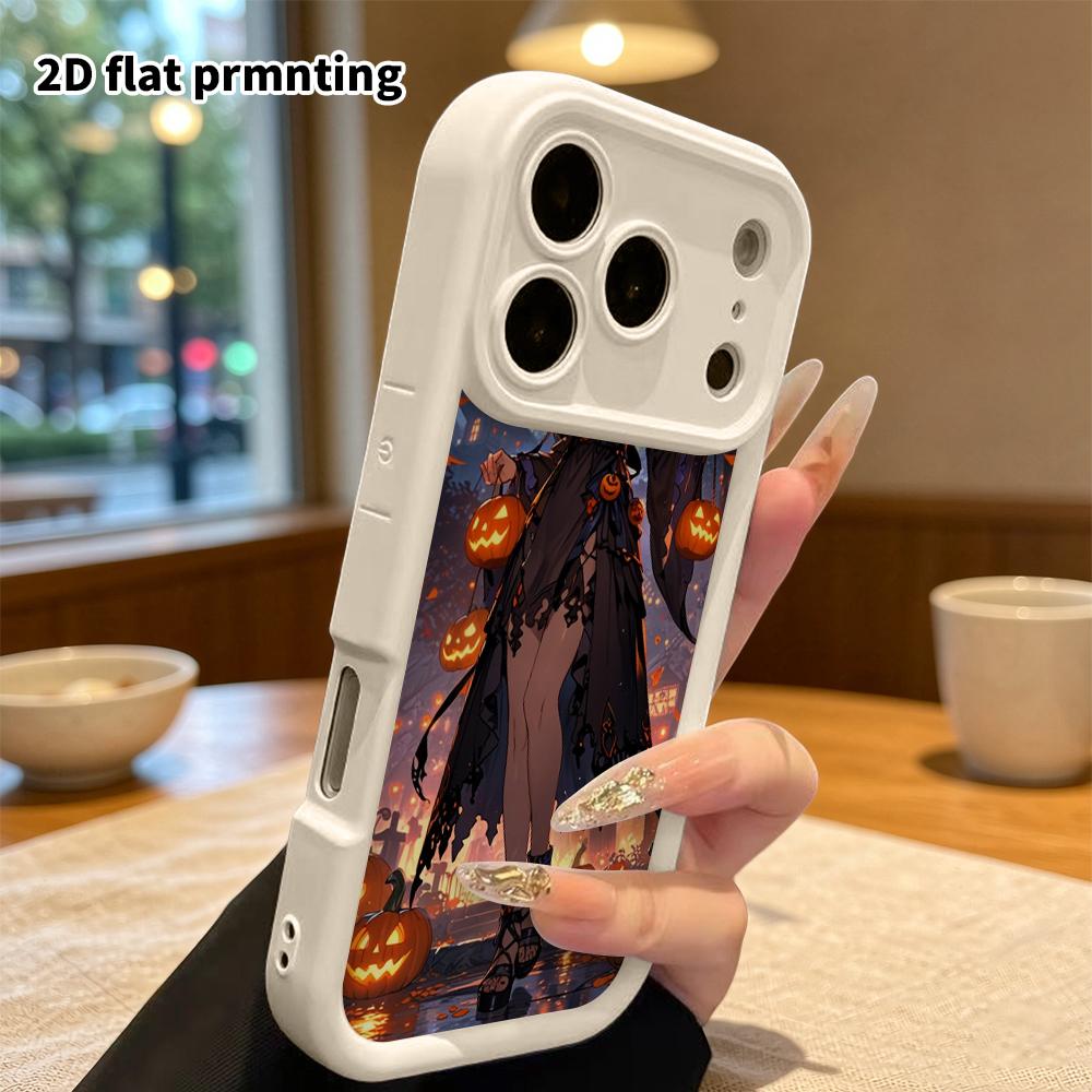 Чехол для телефона: 2D плоский дизайн, подходящий для iPhone 18 17 16 15 14 13 Pro, многоуровневый защитный чехол, 2D аниме-девушка, рождественский и хэллоуинский подарок