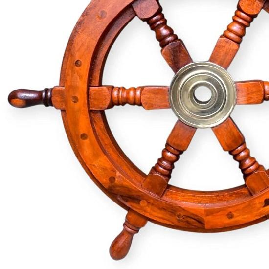 45.72 Cm Wooden Ship Wheel, Nautical Ship Wheel Decor, Marine Steering , Natural Wood , Decorative Boat , Wheel Gift