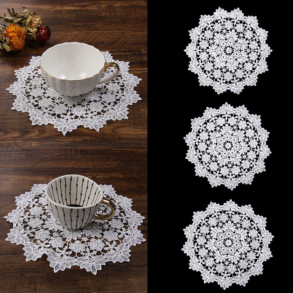 Banquet Decor Lace Round Shape Coasters for Kitchen Table Cotton Napkin Embroidery Table Cloth