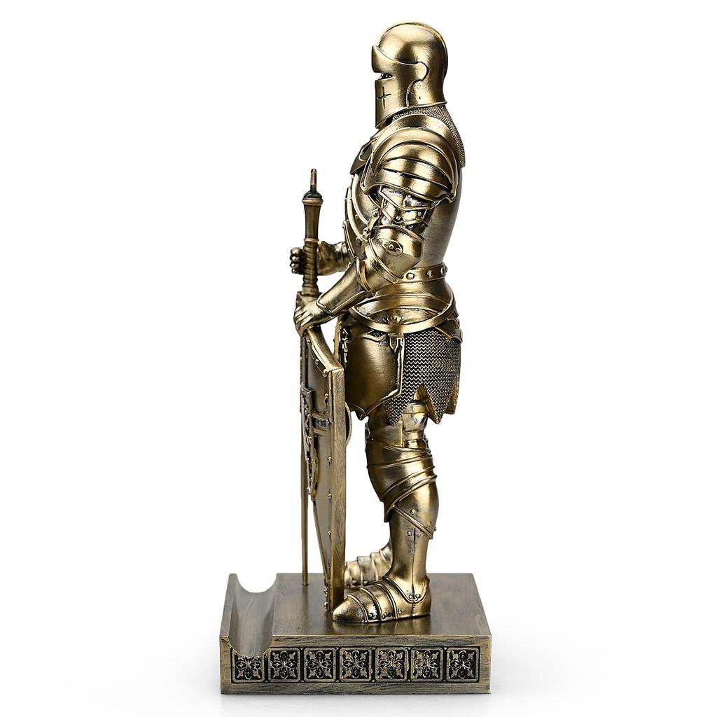 HDMbigmi King's Guard Ornament Knight Statue Desk Accessory, Pen Holder, Pen Stand, Paperweight for Office or Home (Bronze)