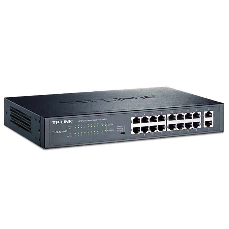 TP-LINK TL-SL1218MP 16-Port 100M PoE+ 2x Gigabit Uplink Switch