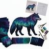 Handmade patchwork material package Northern Lights animal pattern DIY embroidery set Northern Lights wolf