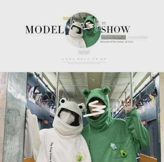 Мужская модная толстовка-пуловер с рисунком лягушки - весна/осень в уличном стиле