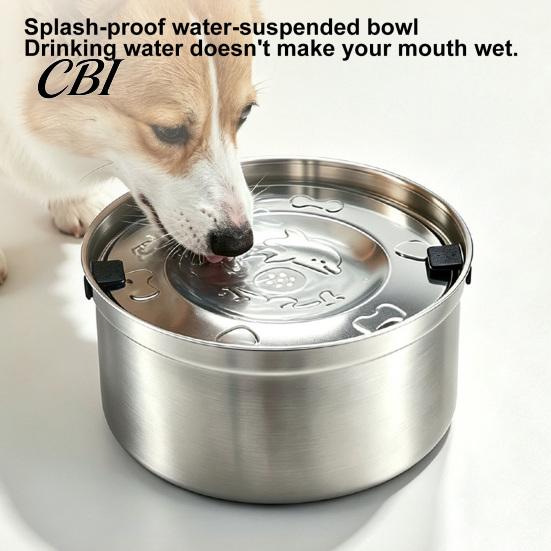 Slow Drinking Bowl for Dogs 1.2/3.2L Stainless Steel Dog Water Bowl, No-Spill Easy Clean Pet Dispenser Anti-Splash Non-Slip Small Medium Large