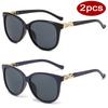 2pcs Fashion Round Large Frame Sunglasses Gradient Lens Anti-UV Sun Glasses Women Simple Style Eyeglasses Streetwear UV400