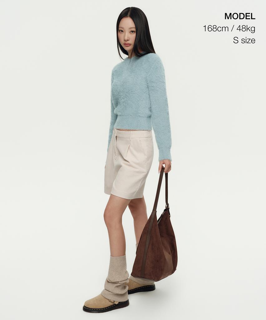 MUSINSA STANDARD WOMAN Women'S Fuzzy Crew Neck Knit [Pastel Blue]