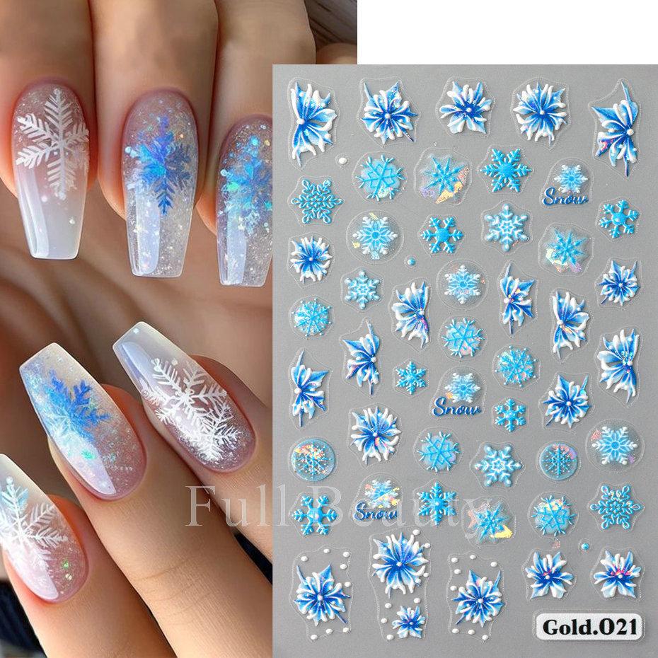 Christmas Nail Stickers Adhesive Nail Art Decal XMAS Santa Moose Snow Bell Cool Design Christmas