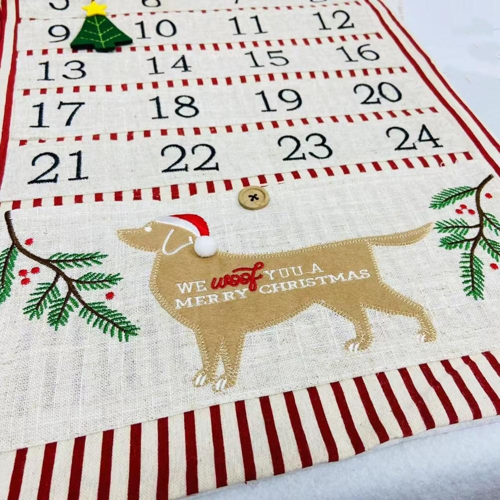 Christmas Countdown Calendar Wall Hanging Advent Calendar with 24 Pockets for Holiday Party Supplies and Festive Home Decoration