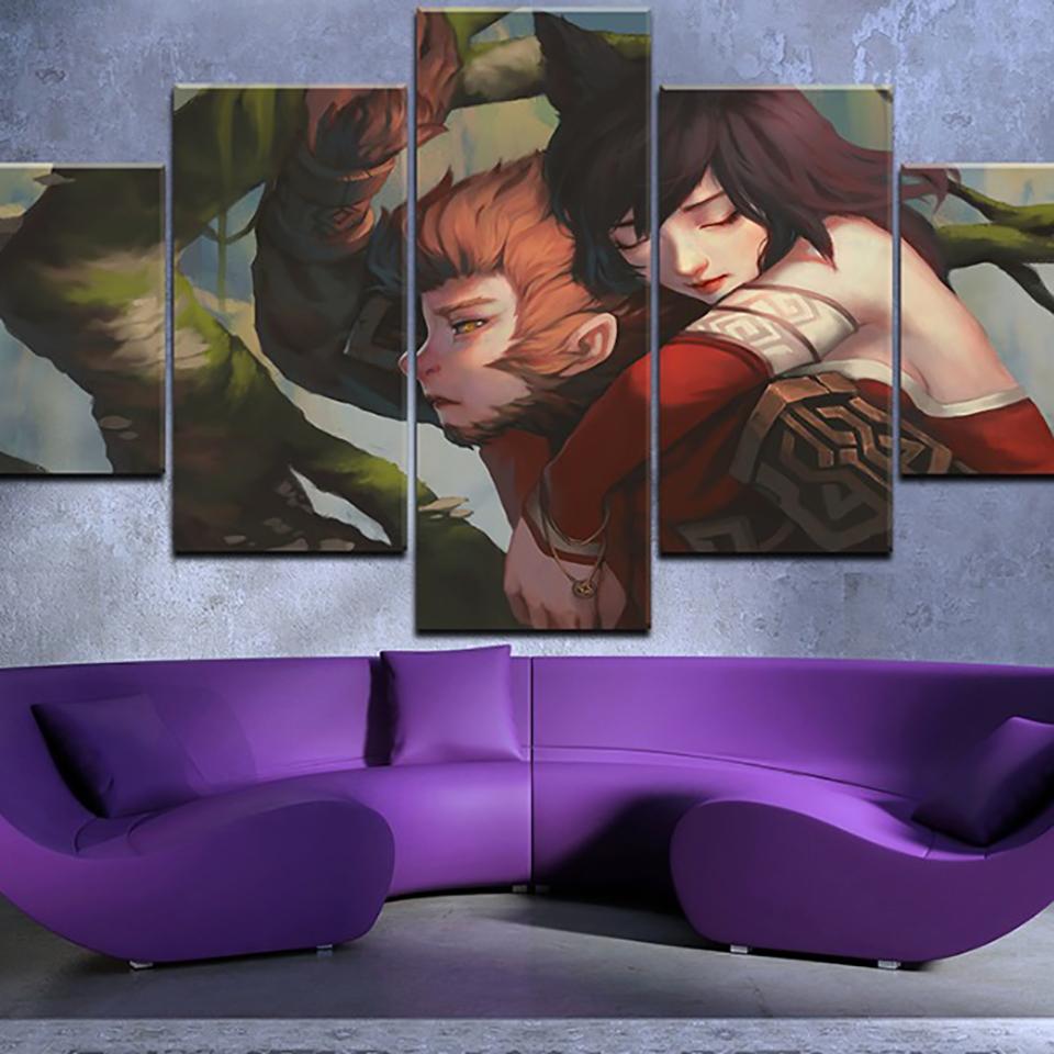 Современный холст с принтом плакат украшение дома 5 шт. Лига легенд игра живопись настенные художественные фотографии комната для мальчика в модульной рамке