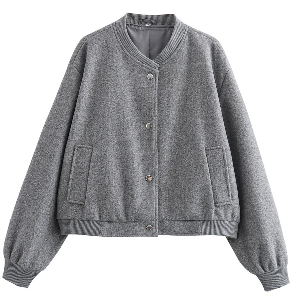 Женская модная однотонная куртка с длинными рукавами и карманами на молнии в стиле кэжуал