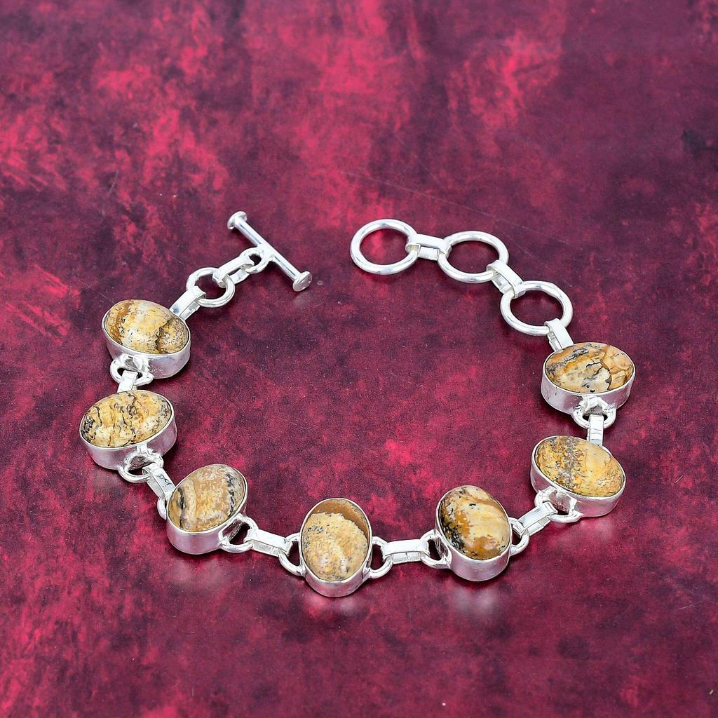 Браслет из стерлингового серебра 925 пробы с изображением яшмы, браслет ручной работы с драгоценными камнями, подарки для жены, совершенно новый браслет