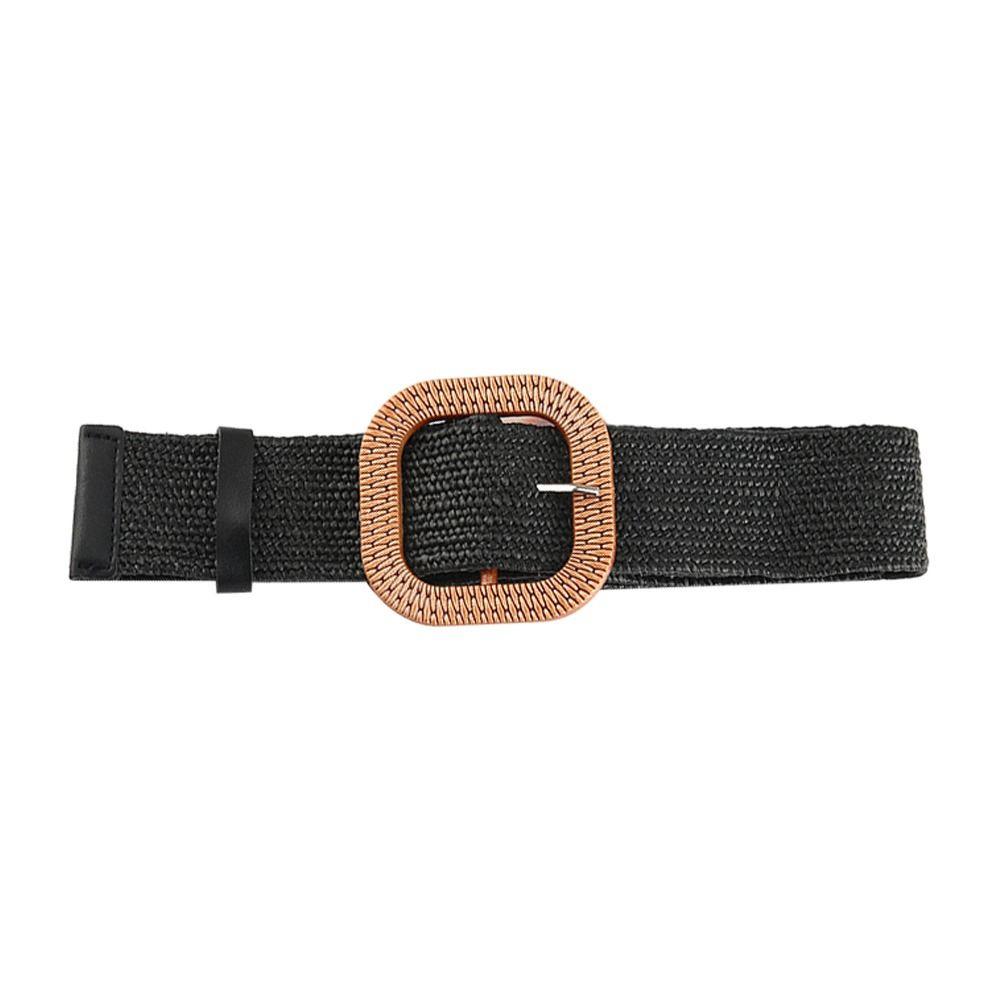 Summer Elastic Casual Wide Waist Belt Straw Belt Braided Waistbelt