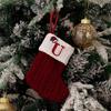 Haobei Red Knitted Christmas Stocking Ornament with Embroidered Lettering