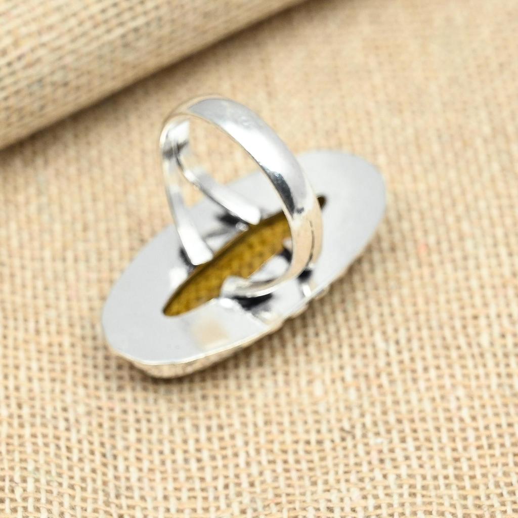 Цитрин Драгоценный камень 925 Твердые ювелирные изделия из стерлингового серебра Кольцо подарка дня рождения ручной работы